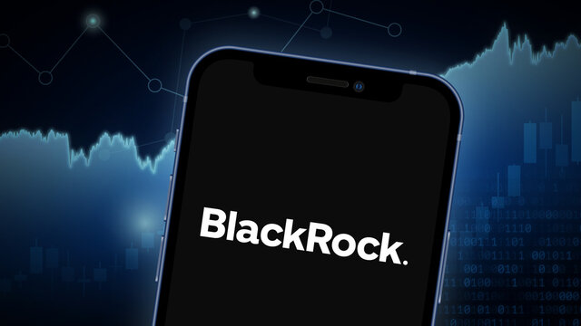 BlackRock stock market vector illustration, with iPhone splash screen. Neutral blue.