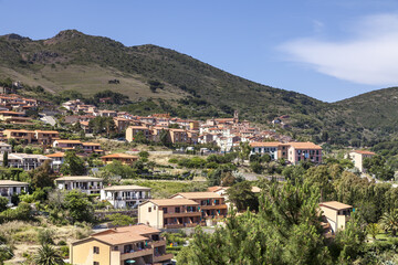 Fototapeta na wymiar Rio Nell Elba, Village At A Hill, Elba, Tuscany, Italy, Europe