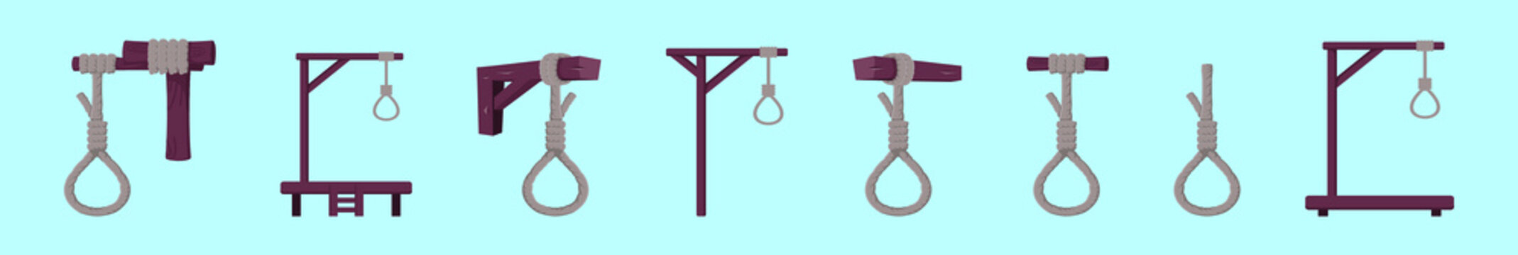 set of gallows cartoon icon design template with various models. vector illustration isolated on blue background