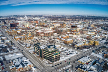 Fototapeta na wymiar Aerial View of Sioux Falls, South Dakota in Winter