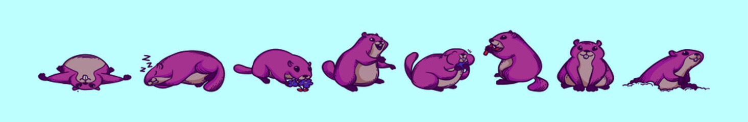 bowl of gopher animals cartoon icon design template with various models. vector illustration isolated on blue background