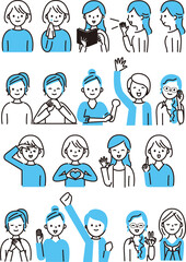 女性上半身ポーズ色々セット