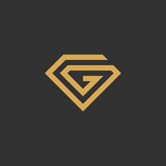 Monogram initials G for diamond jewelery vector logo design inspiration