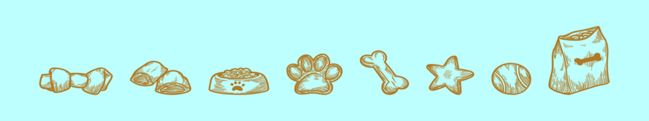 set of dog biscuit cartoon icon design template with various models. vector illustration isolated on blue background