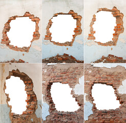 Set of holes in a broken brick wall