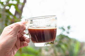 Coffee in a transparent glass