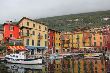Castello Di Brenzone, Harbor With Fishing Boats, Lake Garda, Italy