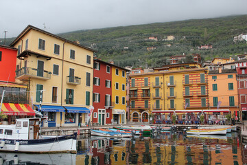 Castello Di Brenzone, Harbor With Fishing Boats, Lake Garda, Italy
