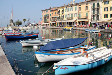 Fototapeta na wymiar In The Port Of Lazise, Lake Garda, Italy