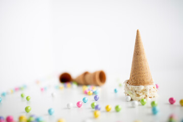 Fototapeta na wymiar upside down ice cream cone