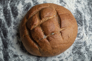 Top view photo of fresh rye bread