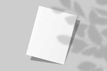 Realistic blank US letter flyer brochure for mockup. Paper or poster illustration with shadow overlay. 3D Render.