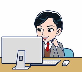 Male teacher in a gray jacket