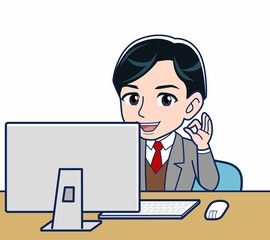 Male teacher in a gray jacket