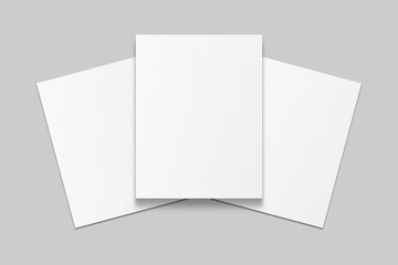 Realistic blank US letter flyer brochure for mockup. Paper or poster illustration. 3D Render.