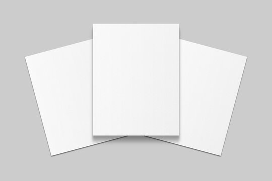 Realistic blank US letter flyer brochure for mockup. Paper or poster illustration. 3D Render.