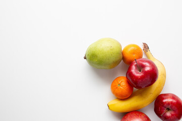 pear, apple, banan, and orange