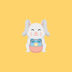 Obraz premium Cute Easter bunny mascot logo design