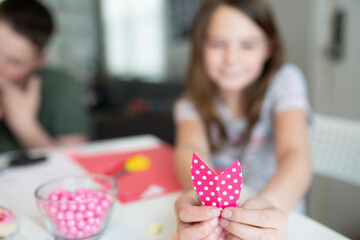 kids writing valentine's day cards