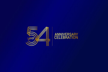 54 year anniversary celebration Gold Line. logotype isolated on Blue background for celebration, invitation card, and greeting card-Vector