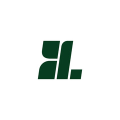 Fototapeta premium letter bl abstract leaf green geometric simple logo vector