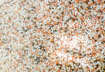 Defocused image of chemical fertilizer pellets and fair light.