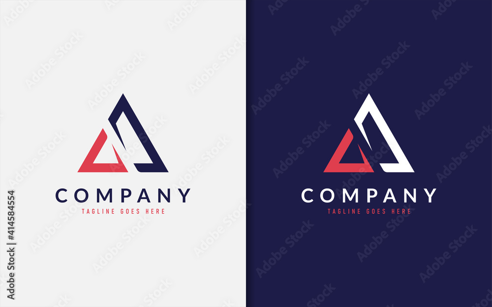 Aufkleber Abstract Initial Letter A Logo Design Made from 2 Triangle With Sharp Shape. Vector Logo Illustration.