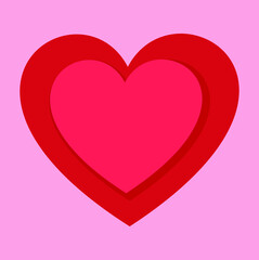 red heart shape vector illustration on pink background for love symbol, logo, buttons