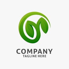 Letter M leaf logo design