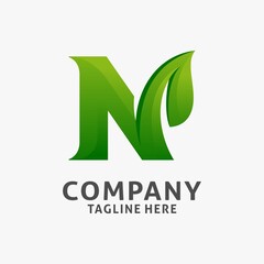 Letter N leaf logo design