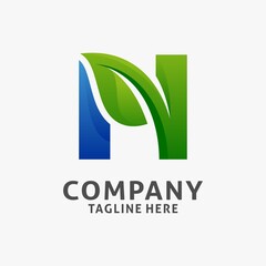 Letter N leaf logo design