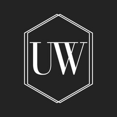 Simple Elegant Initial Letter Type UW Logo Sign Symbol Icon, Logo Design Template