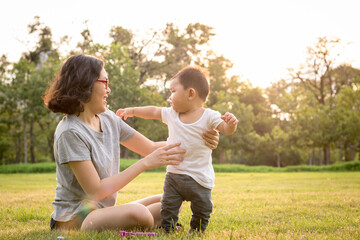 Happy family having fun.