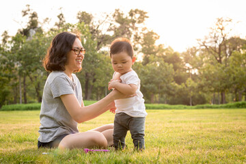 Happy family having fun.