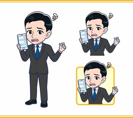 Young office worker man in a black suit