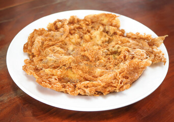 Crispy omelette, fried egg thai food style