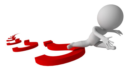 question marks man 3d jumping challege leader winner effective confident champion carreer motivation - 3d rednering