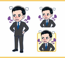 Young office worker man in a black suit