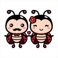 Obraz premium cartoon cute ladybug couple vector design