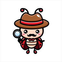Vector design of cute cartoon male ladybug