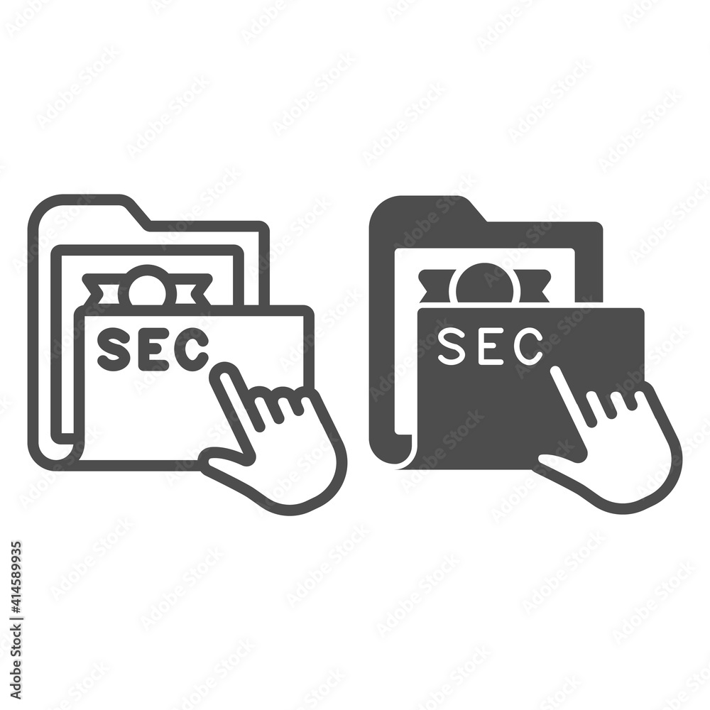 Poster secret folder with pointer line and solid icon, web security concept, locked folder with documents s