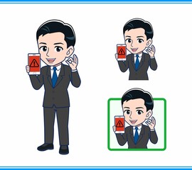 Young office worker man in a black suit