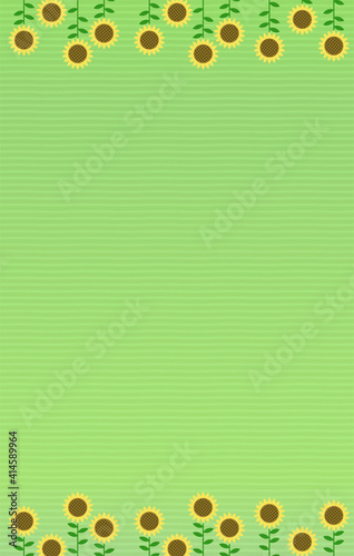 可愛いひまわりのシンプル背景フレーム 縦長 Wall Mural Foolchico
