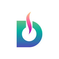 Fire letter D flat logo design template