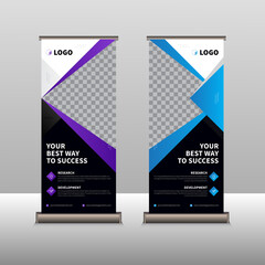 Business Roll Up template, a set of creative portable stands roll-up for advertising, banner for presentations, conferences, exhibitions, mobile banner for product promotion and advertising 