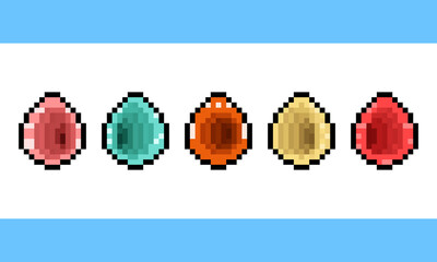 Pixel art set of weird easter egg icon.