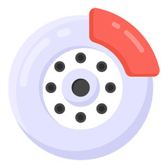 
Tire with strip denoting flat icon of puncture repair 
