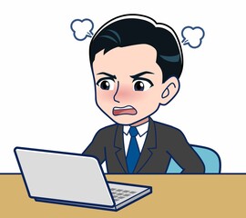 Young office worker man in a black suit