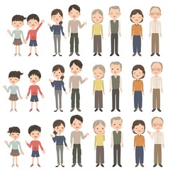 Fototapeta premium Warm fuzzy family three generations set