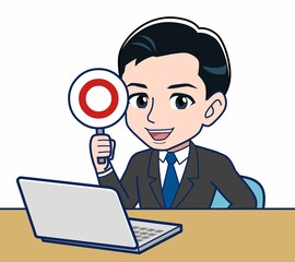 Young office worker man in a black suit